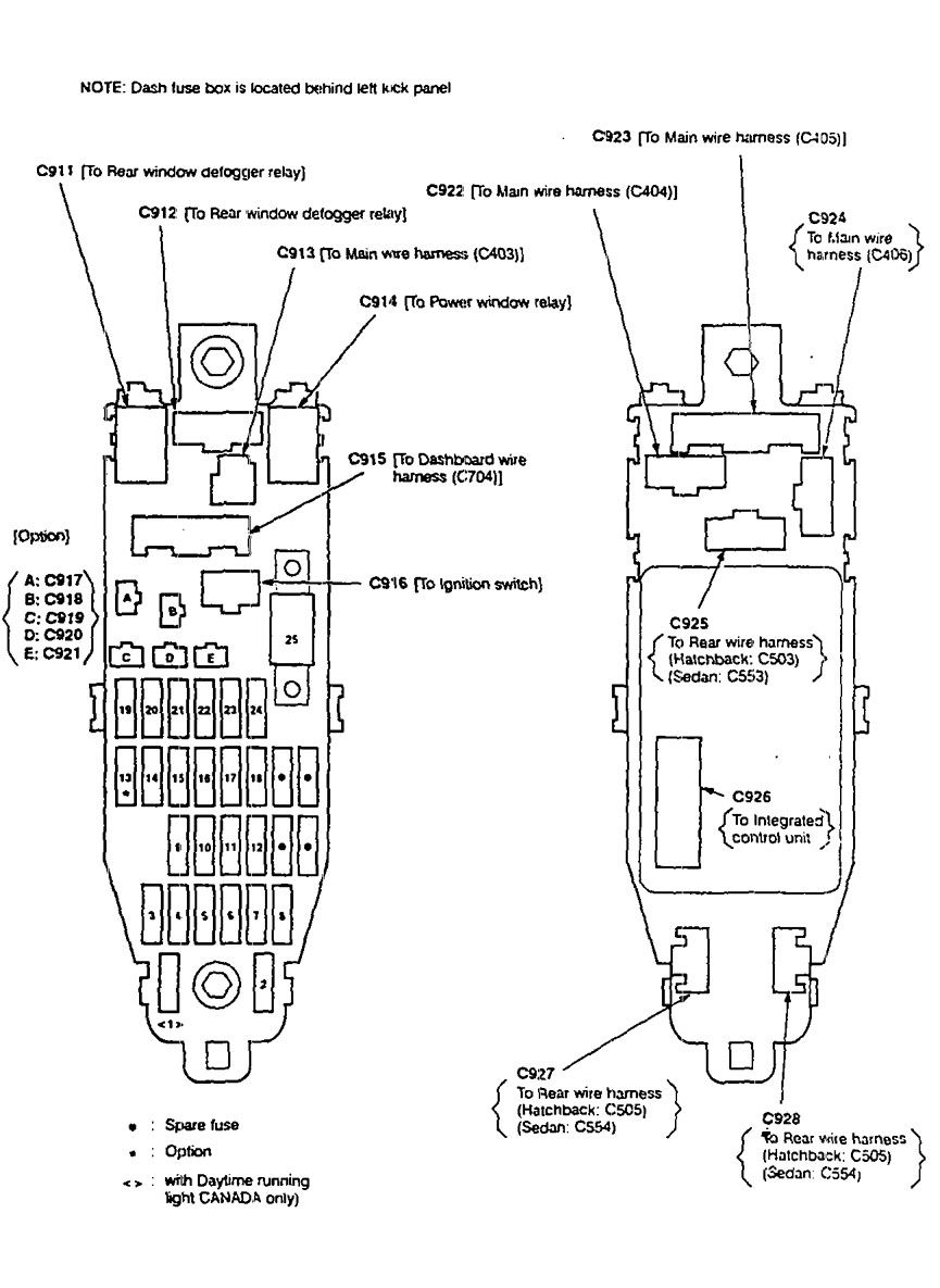 Acura Integra  1990 - 1991   U2013 Fuse Box Diagram