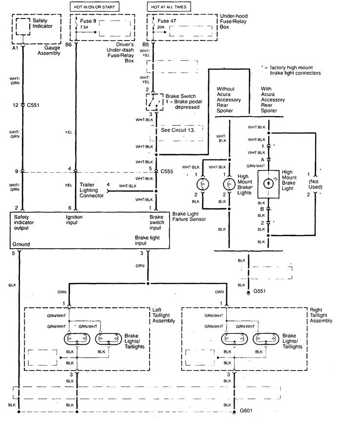 Acura Tl  1999  - Wiring Diagrams - Stop Lamp