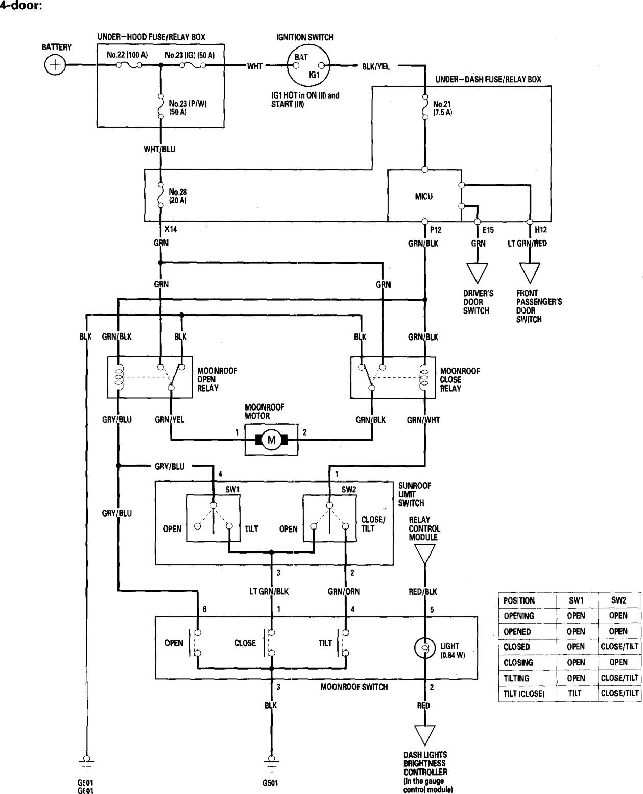 Honda Accord  2006  - Wiring Diagrams - Sunroof