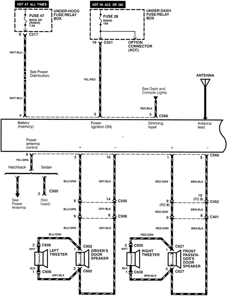 Acura Integra (1998 2001) wiring diagrams audio system