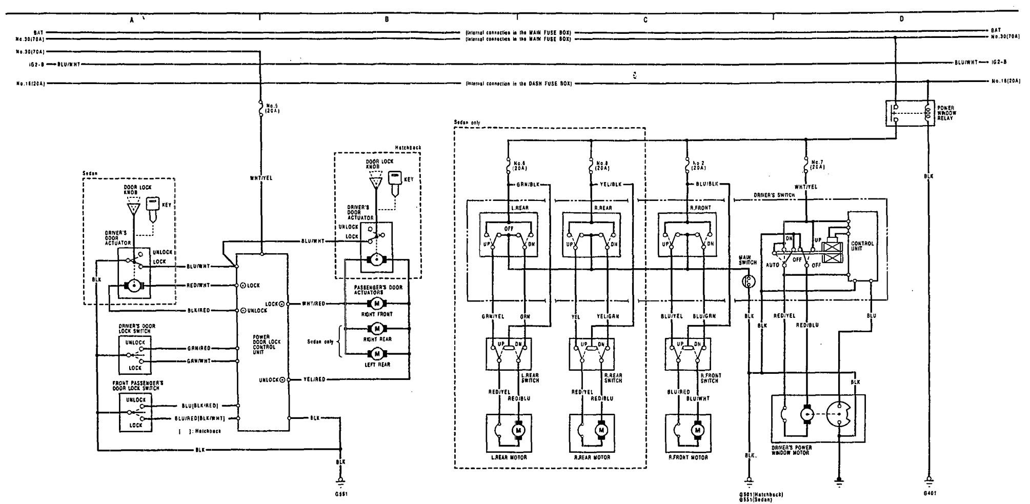 Acura Integra (1991) - wiring diagrams - power locks ... volvo wiring diagrams v70 