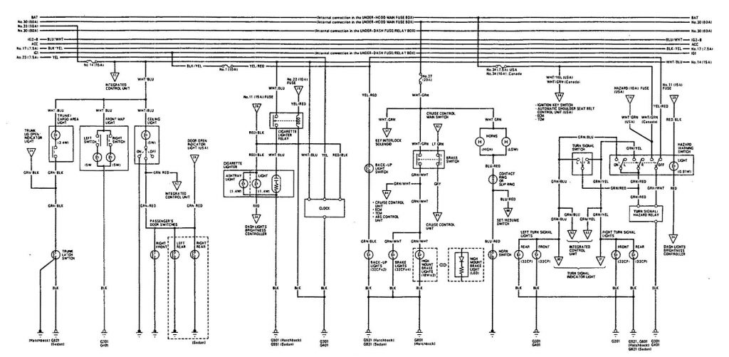 Acura Integra (1993) - wiring diagrams - reverse lamp - Carknowledge.info