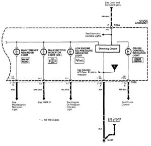 Acura Integra - wiring diagram - warning indicator (part 2)