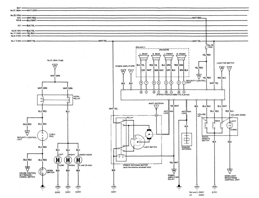 Acura Legend (1988) - wiring diagram - audio - Carknowledge.info