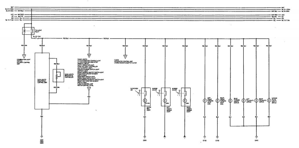 Acura Legend (1993) - wiring diagram - parking lamp - Carknowledge.info