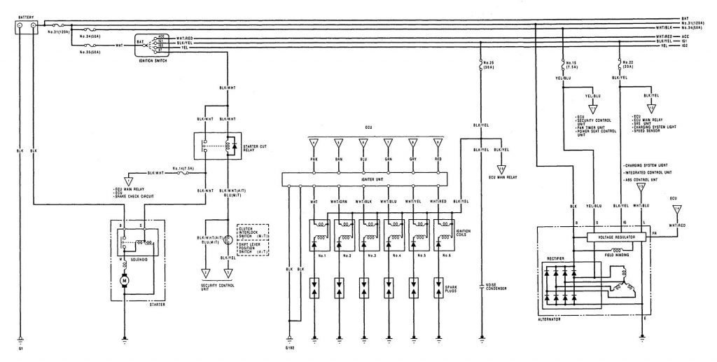 Acura Legend (1992) - wiring diagram - starting - Carknowledge.info