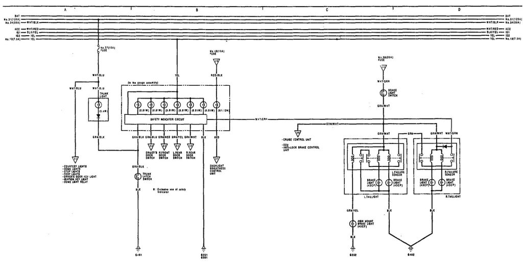 Acura Legend (1991 - 1992) - wiring diagram - tail lamps - Carknowledge