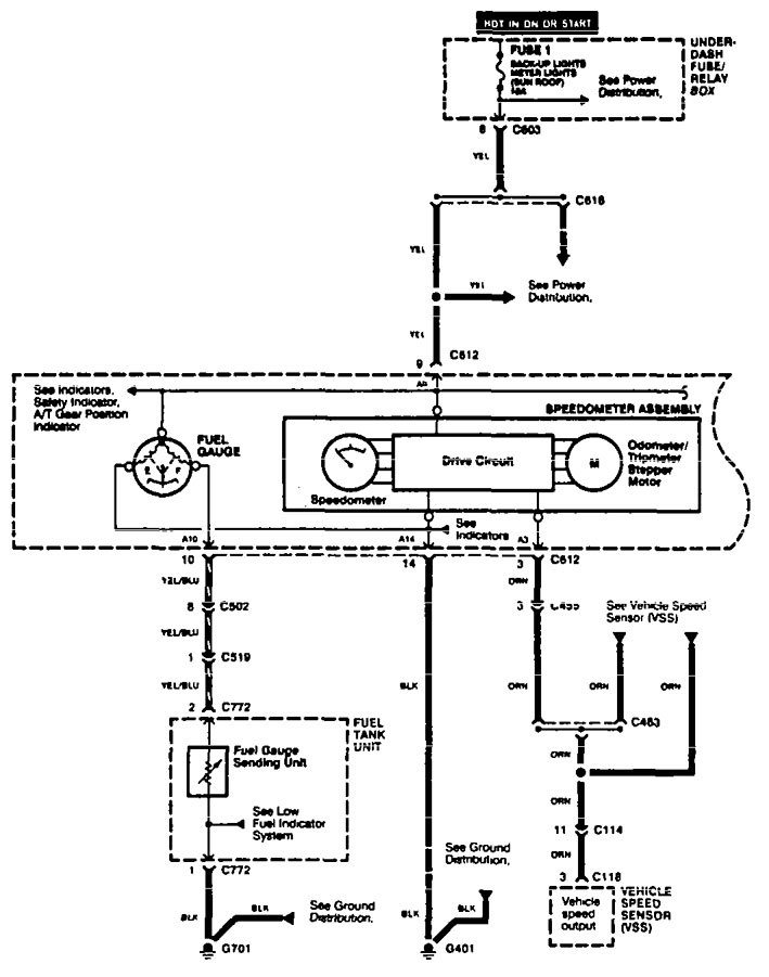 Acura TL (1995 - 1997) - wiring diagrams - instrumentation