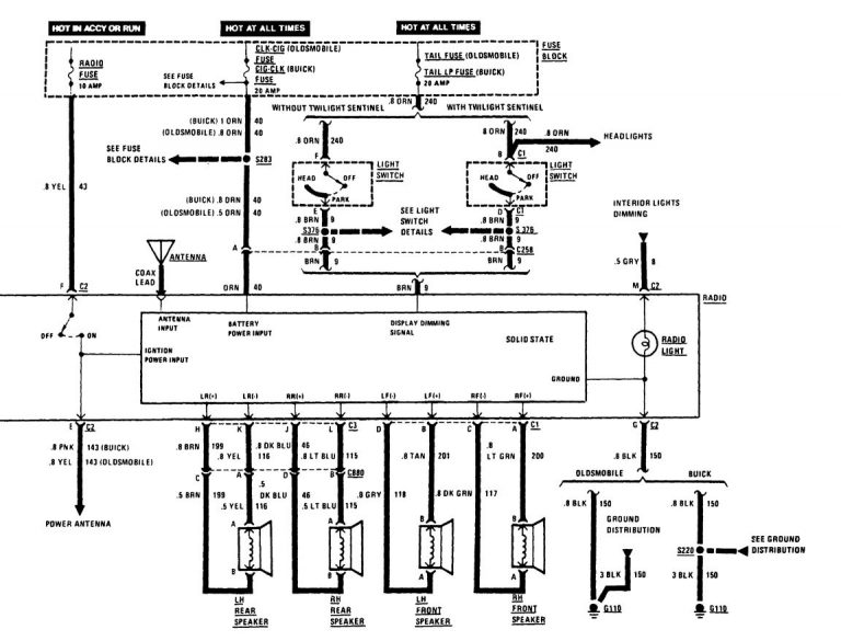Buick Century (1989) - wiring diagrams - audio - Carknowledge.info