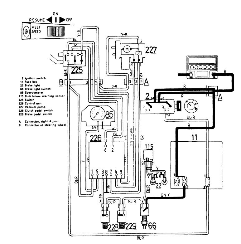 Volvo 740 (1986 - 1987) - wiring diagrams - speed controls