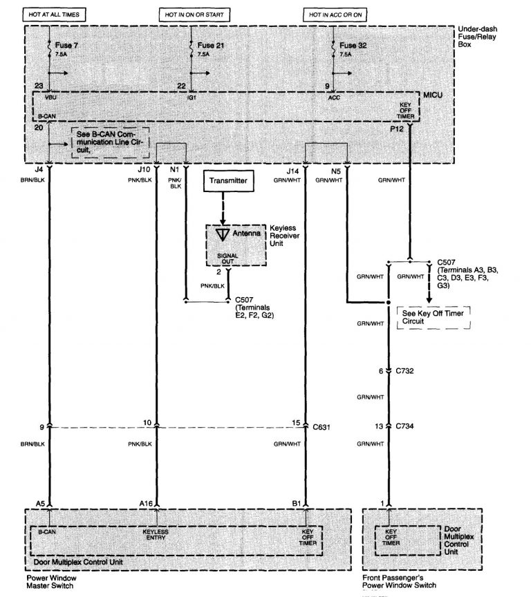 Acura TL (2003 - 2005) - wiring diagrams - power windows - Carknowledge