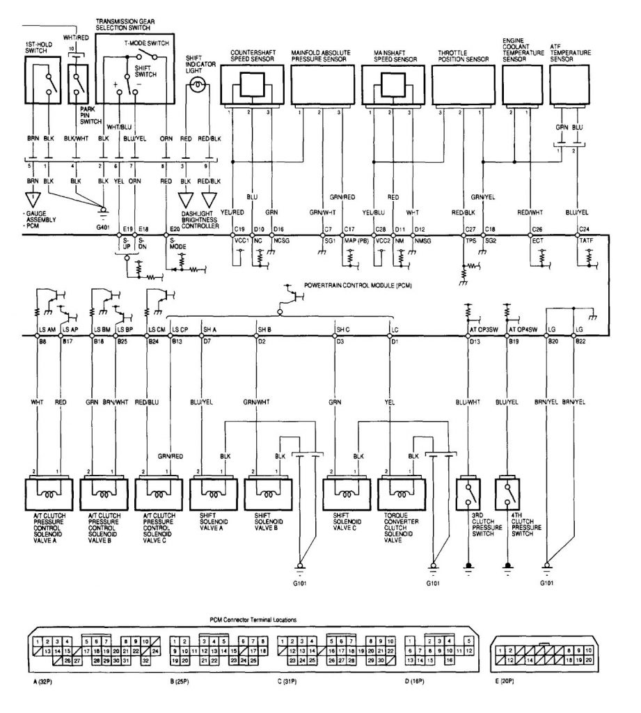 Acura TL (2002) - wiring diagrams - transmission controls