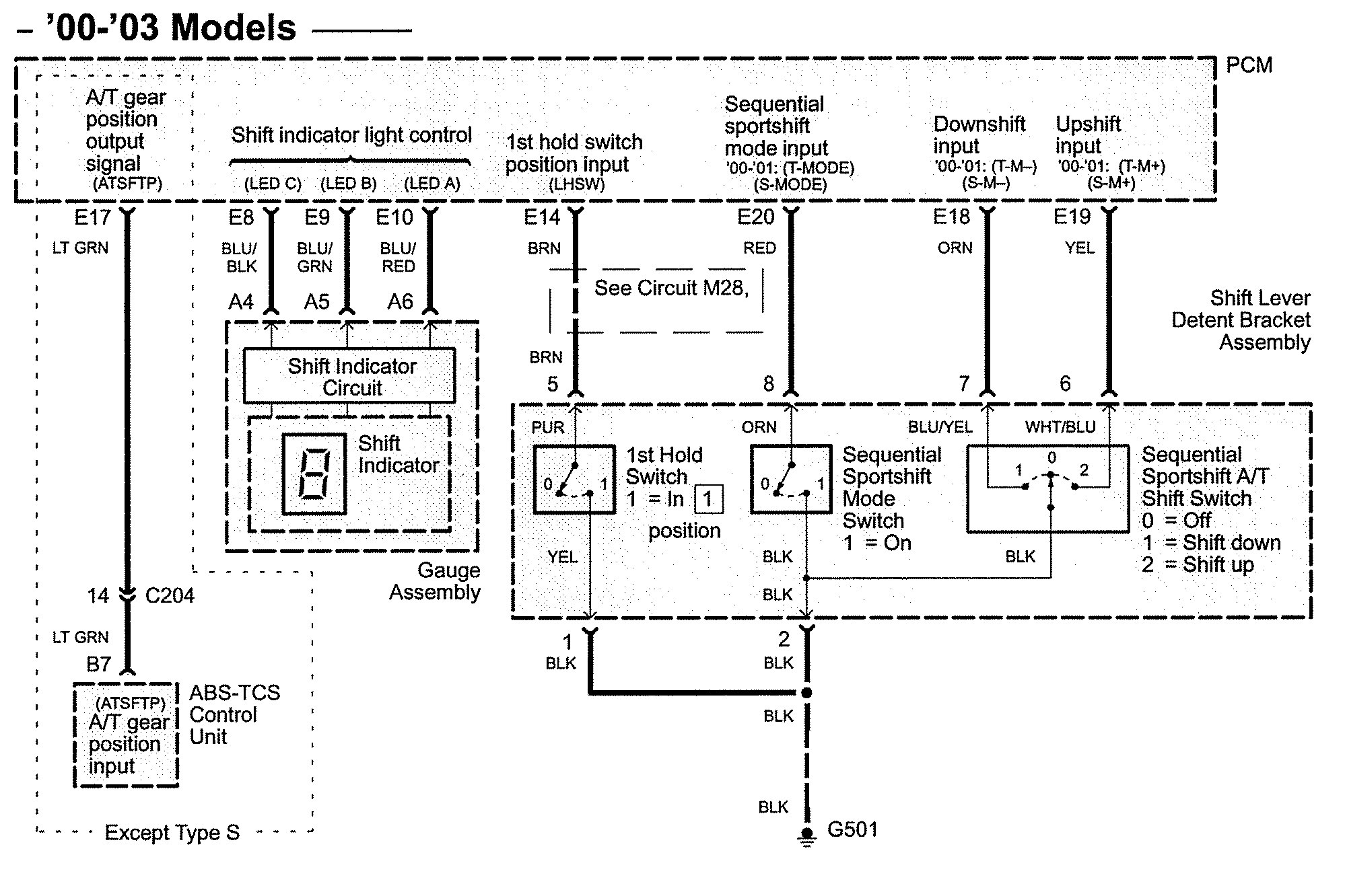 Acura TL (2003) - wiring diagrams - transmission controls