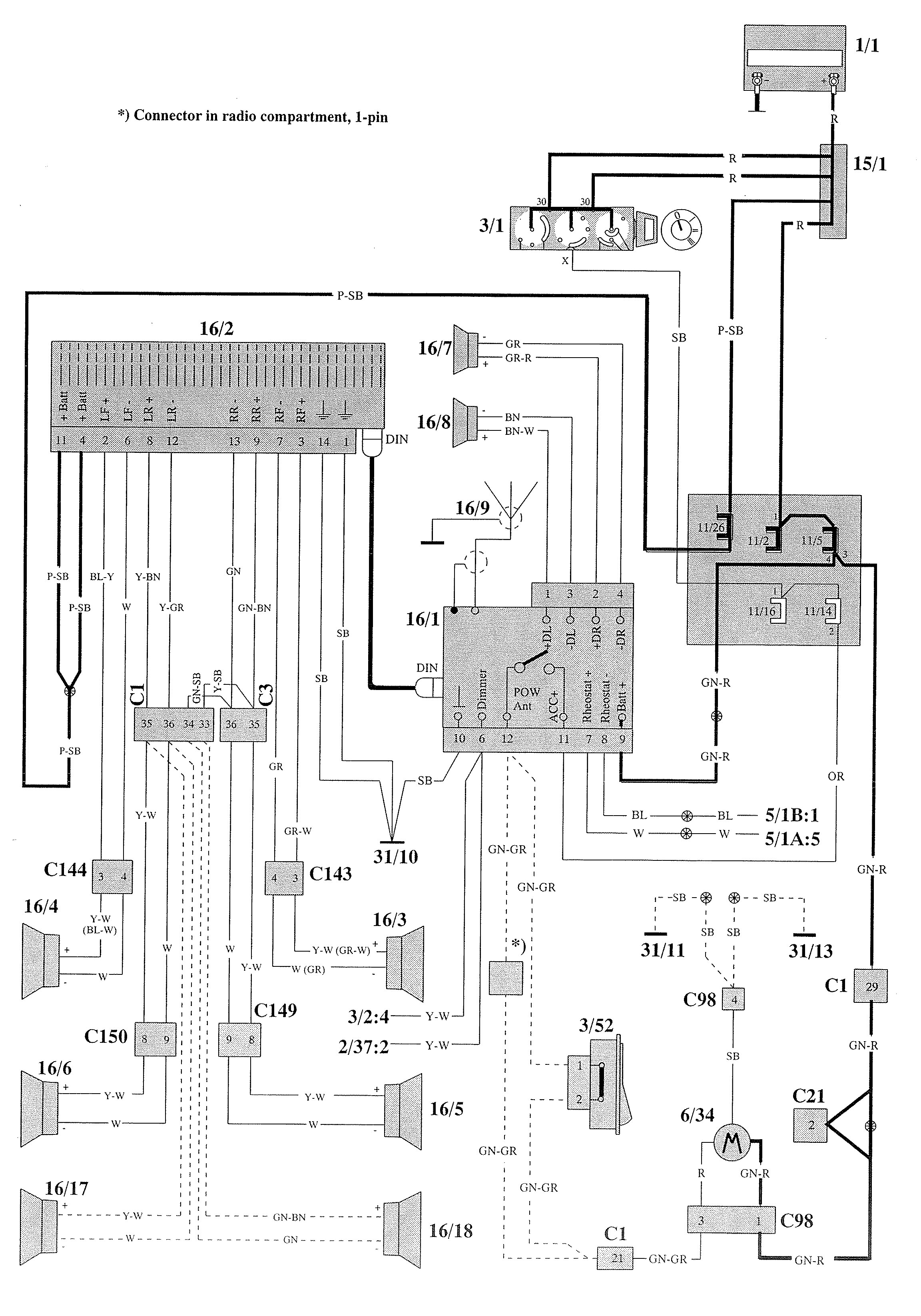 Volvo 940  1993  - Wiring Diagrams - Audio