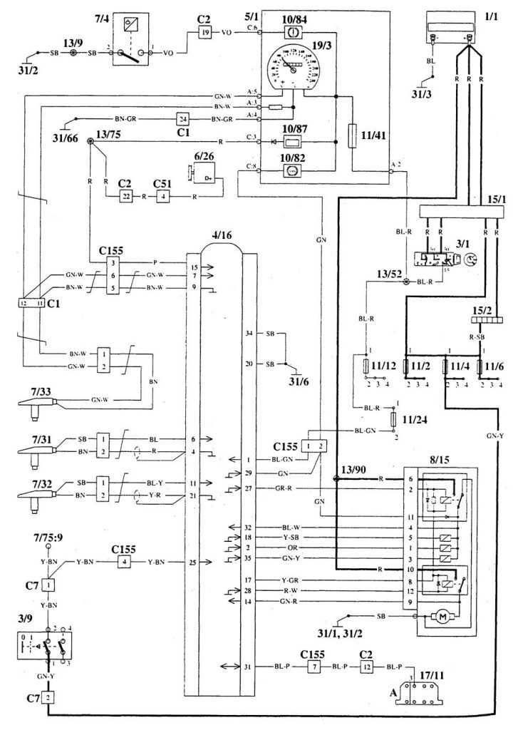 Volvo 940 (1995) - wiring diagrams - brake controls - Carknowledge.info