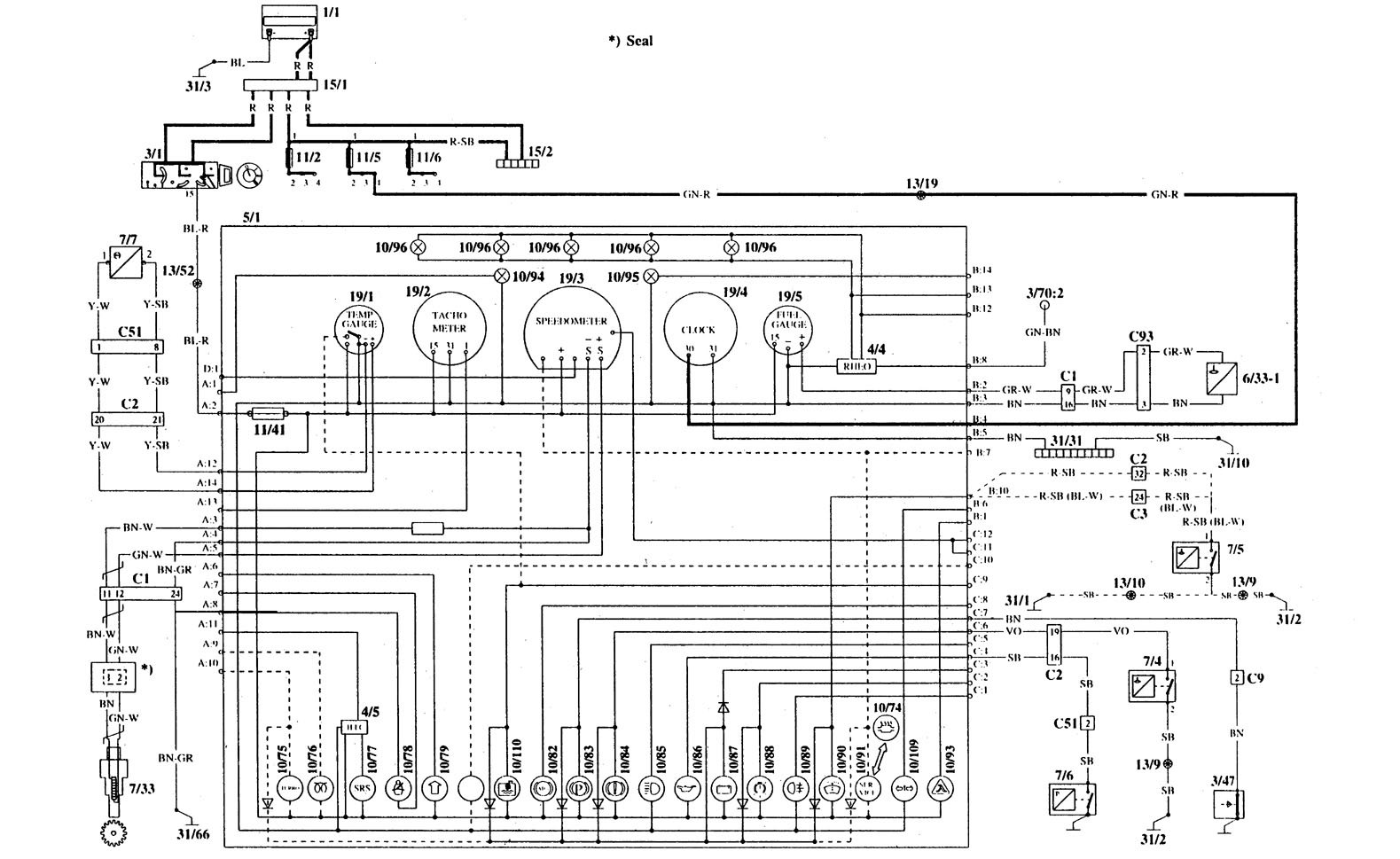 Volvo 940 (1995) - wiring diagrams - instrumentation - Carknowledge.info