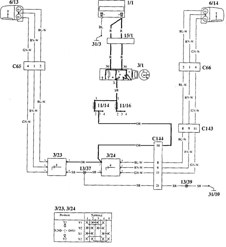 Volvo 940 (1995) wiring diagrams power mirrors Carknowledge.info