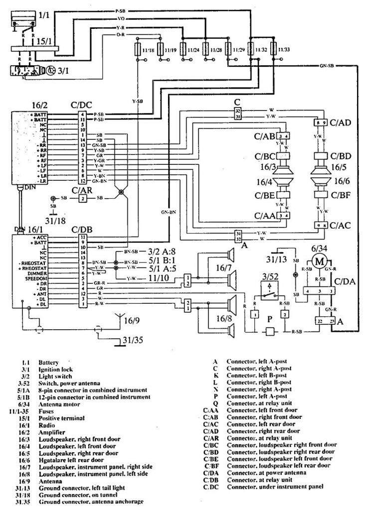 Volvo 960 (1992 - 1994) - wiring diagrams - audio - Carknowledge.info