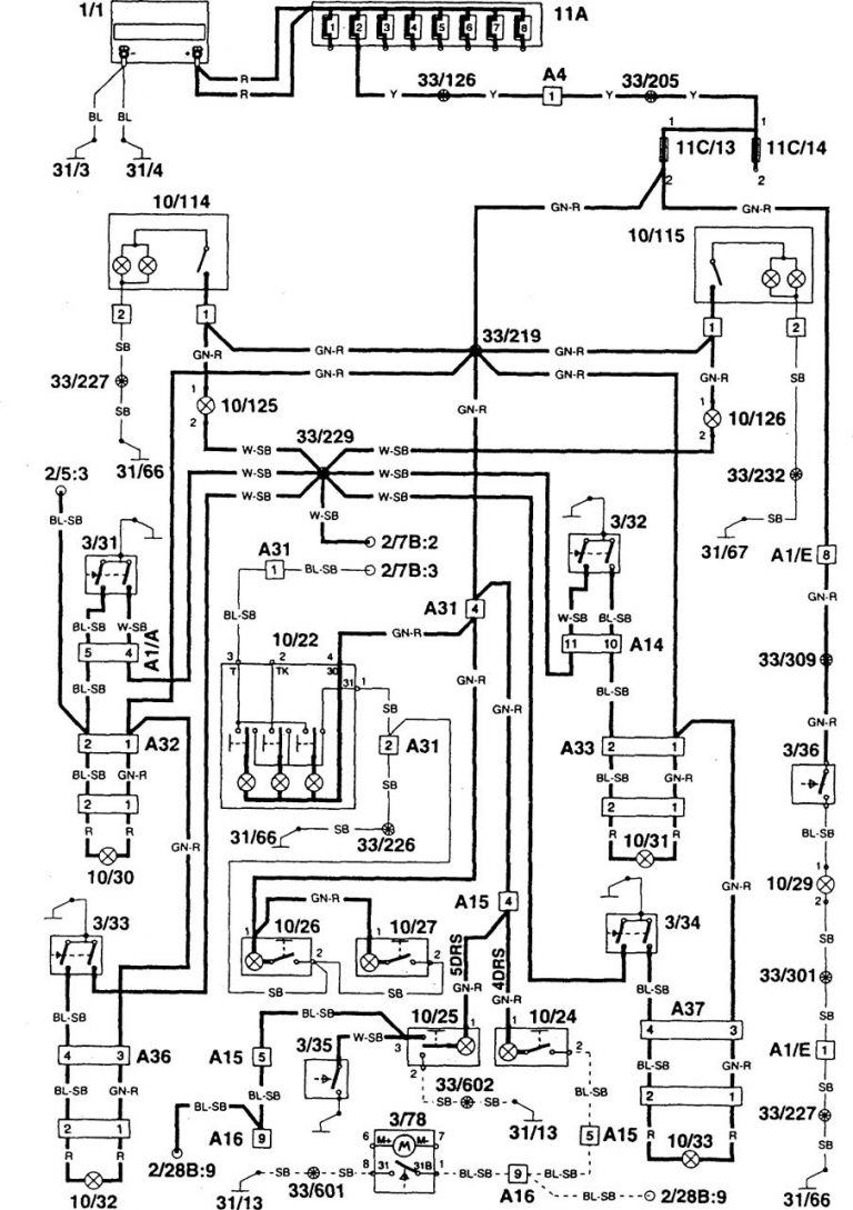 Volvo 960 (1995 1997) wiring diagrams courtesy lamps