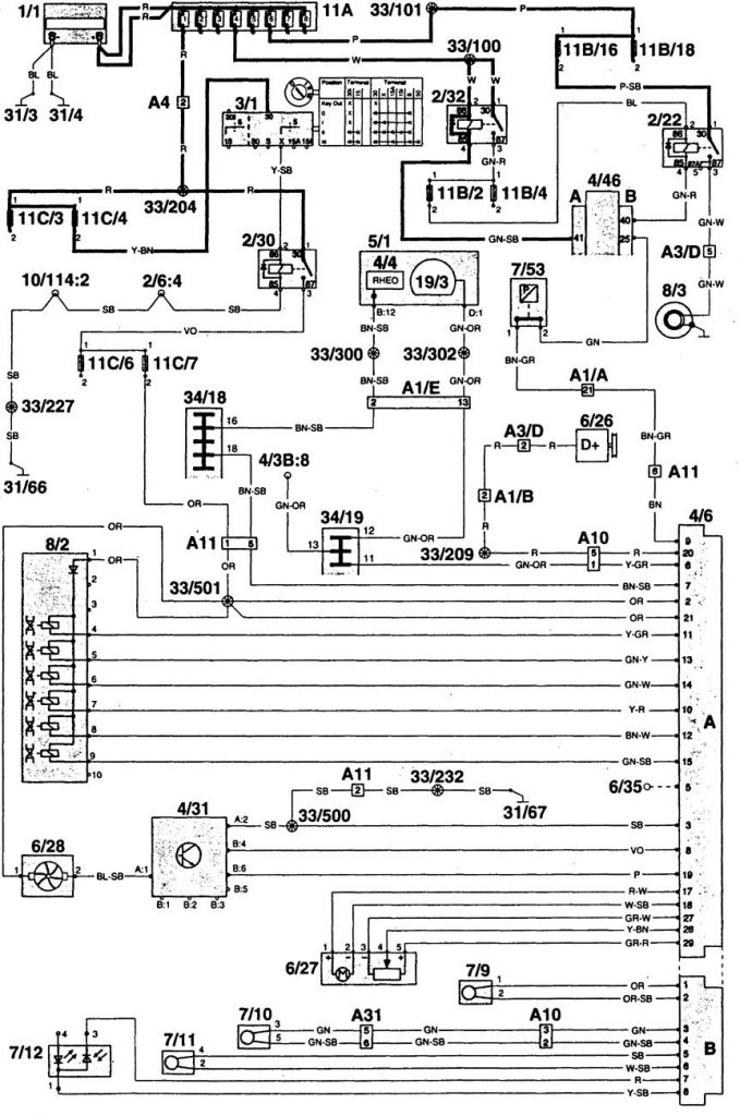 Volvo 960 (1995) wiring diagrams HVAC controls Carknowledge.info