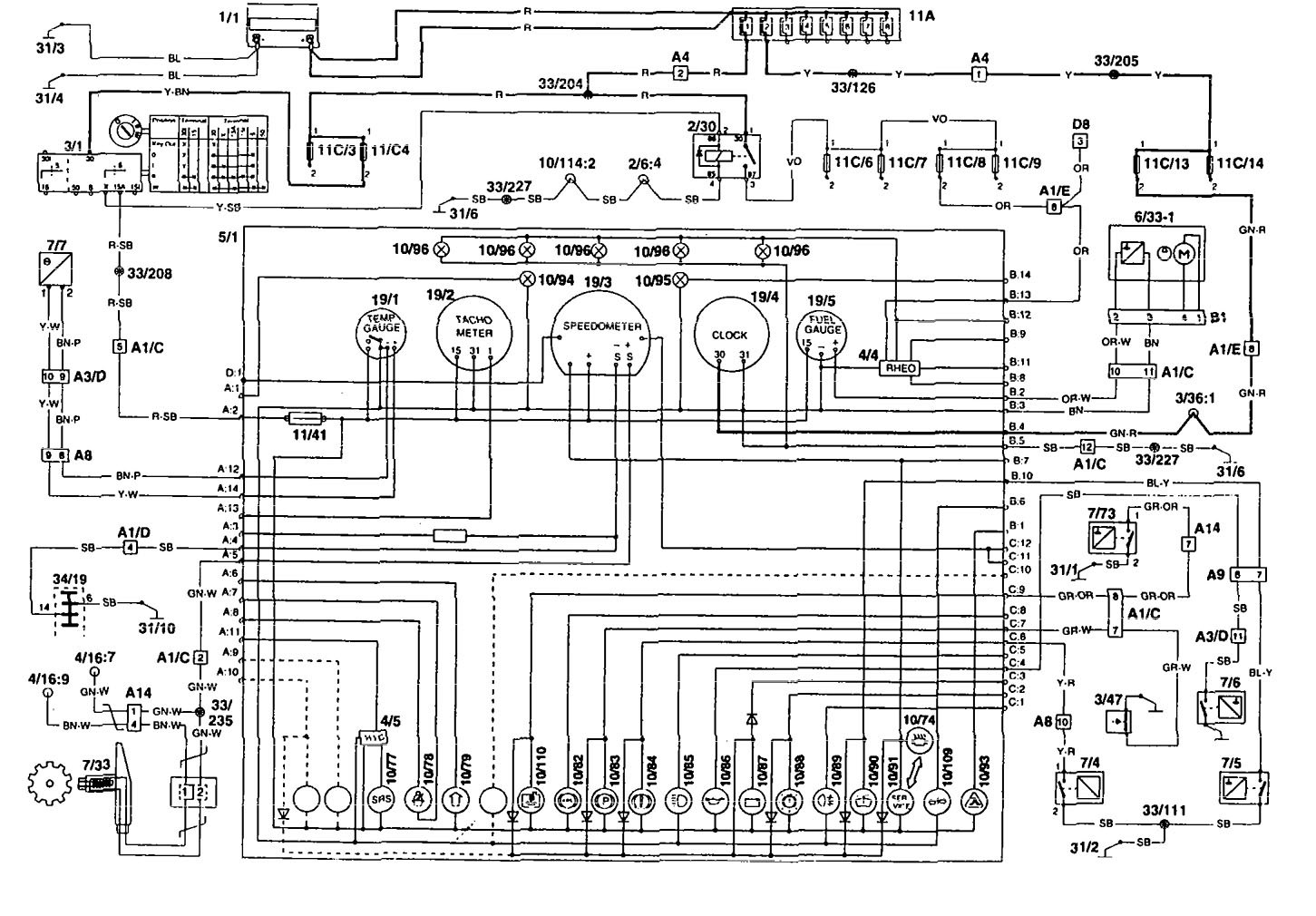 Volvo 960 (1995 - 1996) - wiring diagrams ... 1995 volvo 960 wiring diagram 