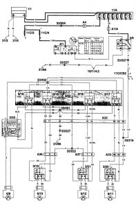 Volvo 960 - wiring diagram - power windows (part 1)