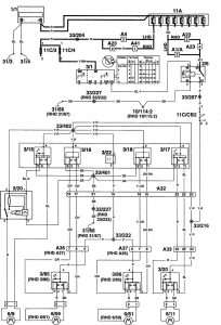 Volvo 960 - wiring diagram - power windows (part 1)