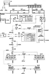 Volvo 960 - wiring diagram - reverse lamp (part 1)