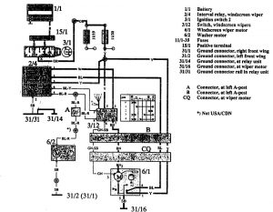 Volvo 960 - wiring diagram - wiper/washer (part 1)
