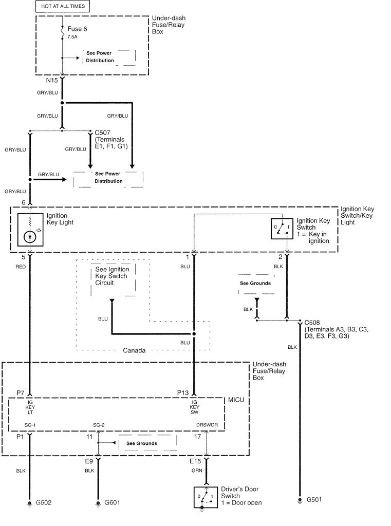 Acura TL (2007) wiring diagrams audible warning system