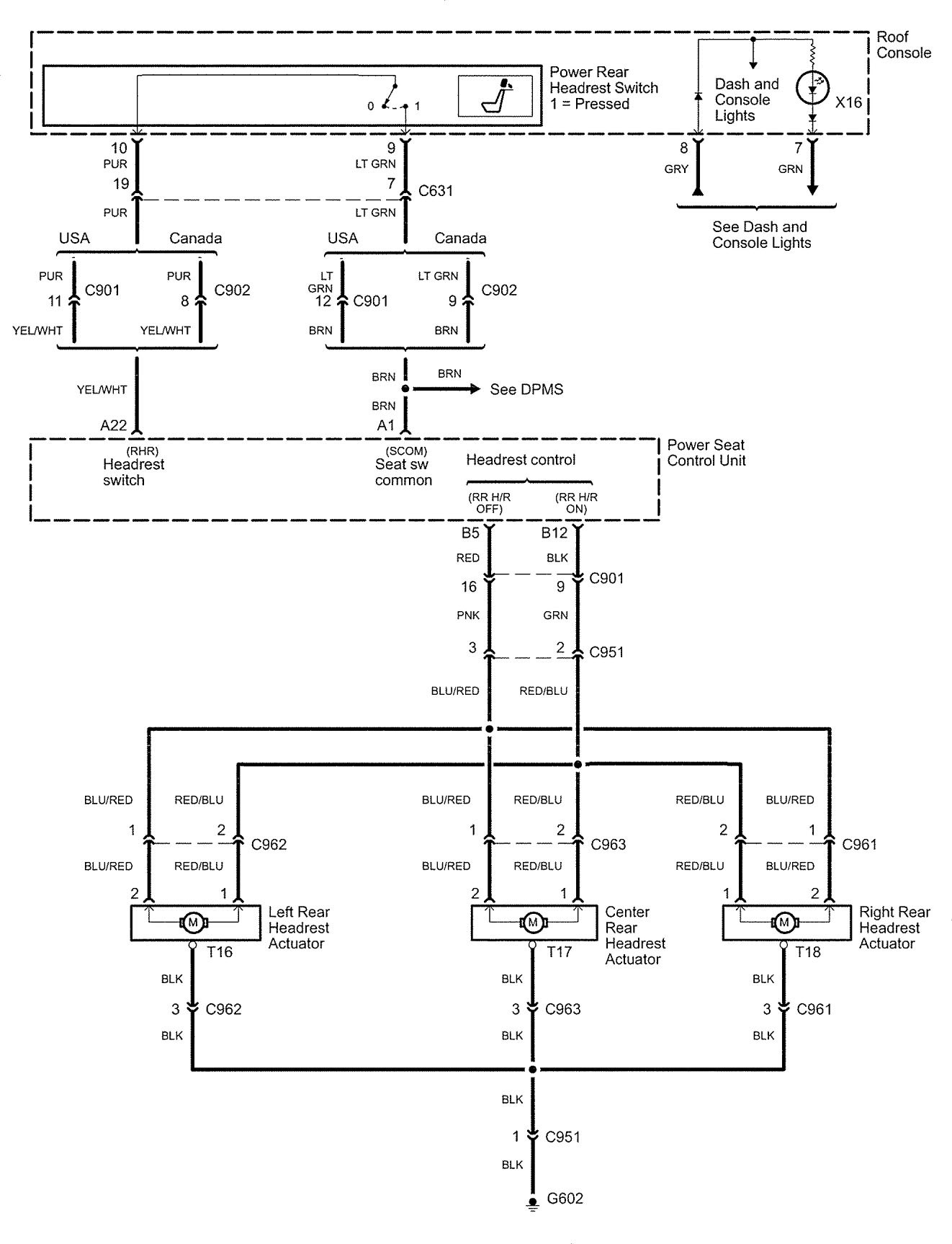 Acura RL (2005 - 2006) - wiring diagrams - head restraint