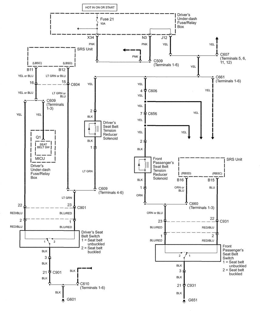 Acura RL (2005) wiring diagrams seat belts Carknowledge.info