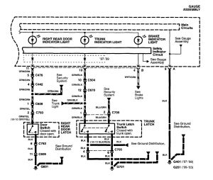 Acura RL - wiring diagram - warning indicators (part 2)