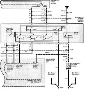 Acura RL - wiring diagram - wiper/washer (part 2)