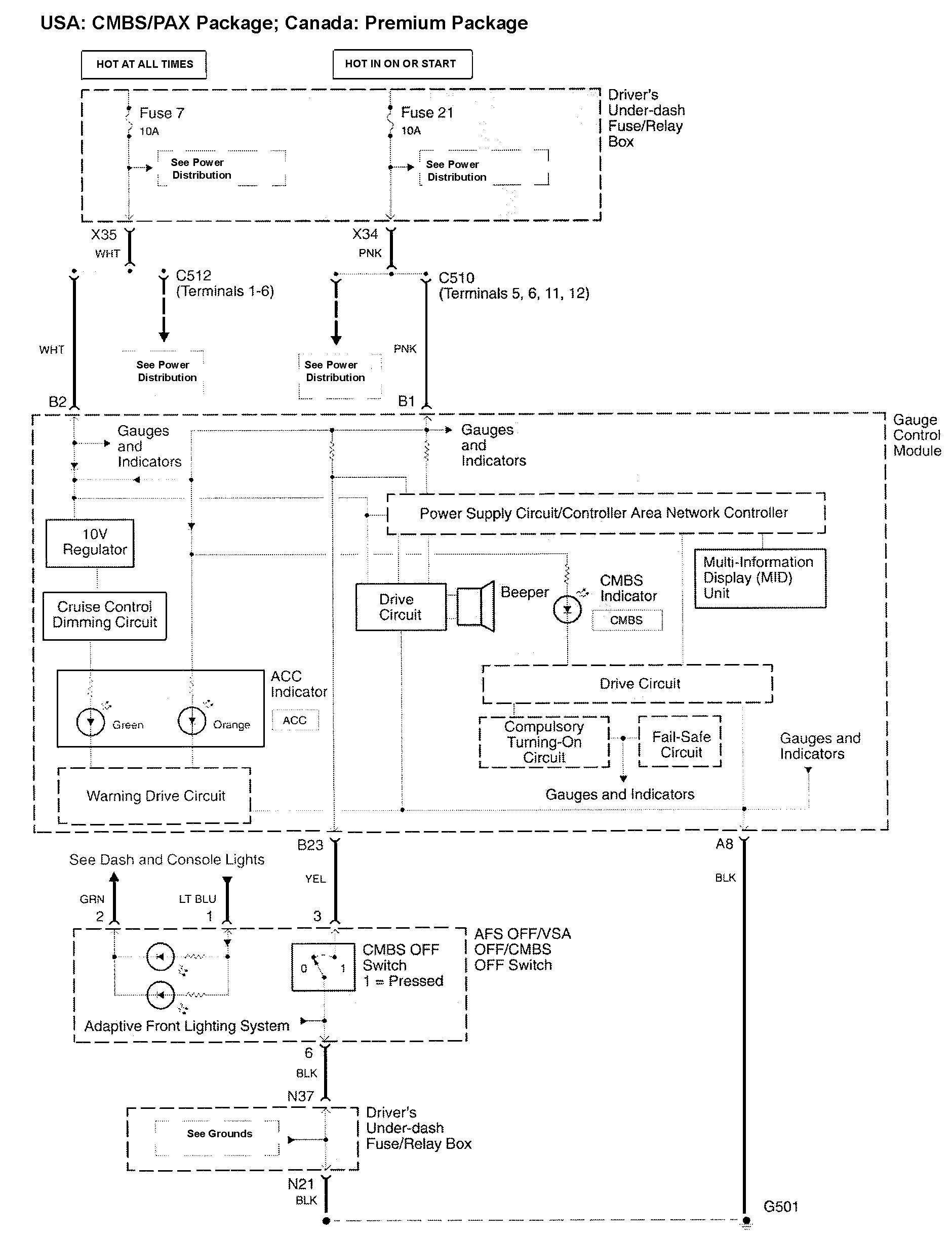 Acura RL (2010) wiring diagrams collision mitigation brake system