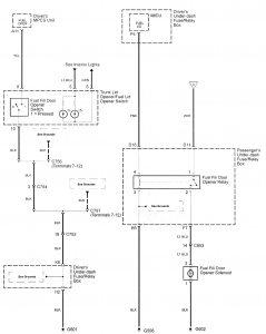 Acura RL - wiring diagram - fuel door release (part 2)