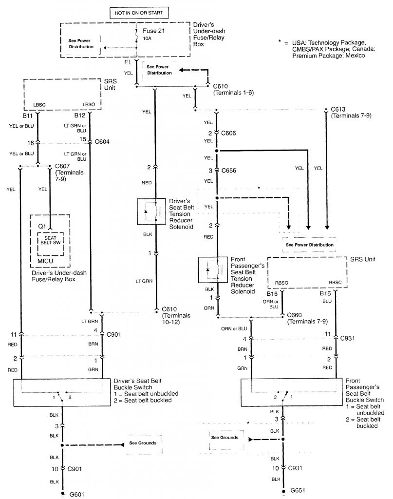 Acura RL (2010) - wiring diagrams - seat belts - Carknowledge.info