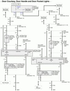 Acura RL - wiring diagram - interior lighting - door courtesy, door handle and door pocket light (part 3)