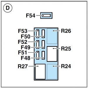 Ferrari Enzo - wiring diagram - fuse box -  engine compartment (box D)