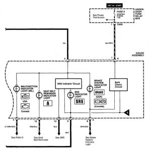 Acura CL - wiring diagram - warning indicators (part 2)