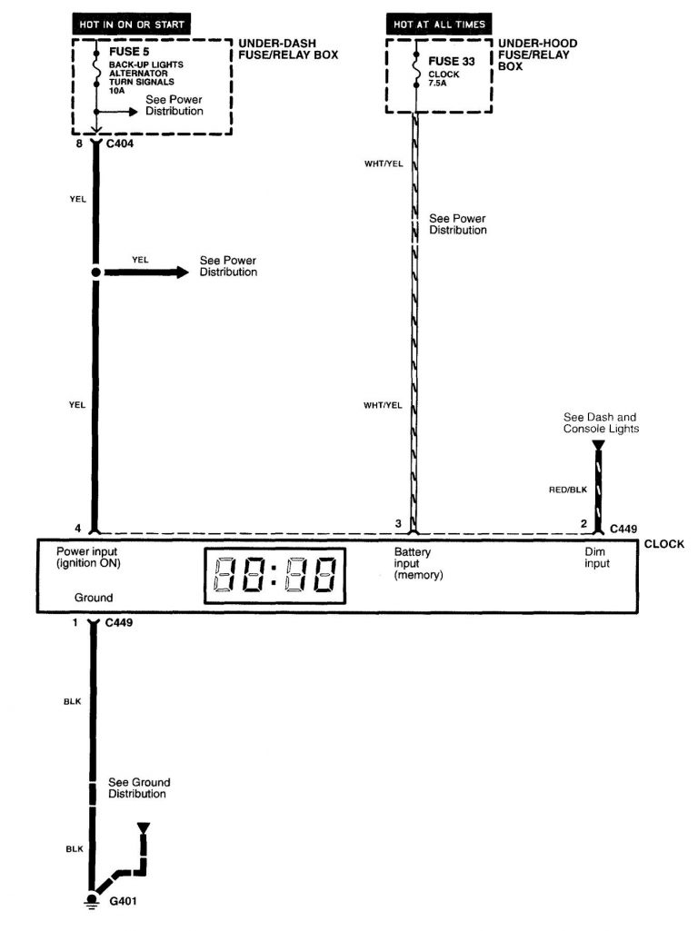 Acura NSX (1997 - 2005) - wiring diagrams - clock - Carknowledge.info