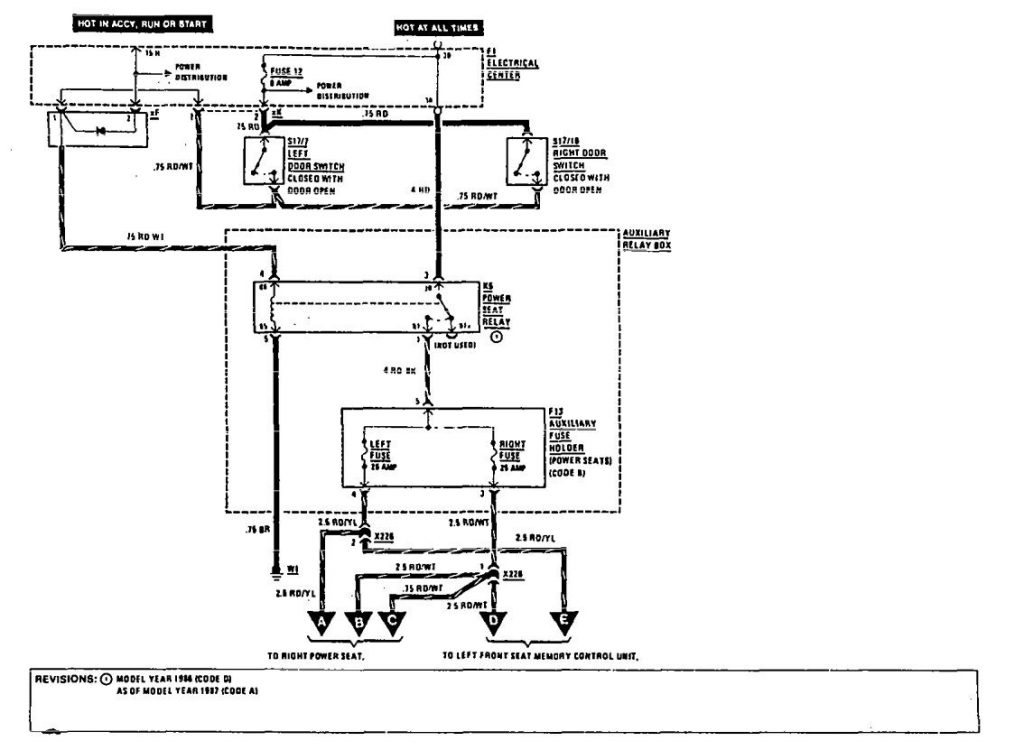 Mercedes 190E (1990 – 1991) – wiring diagrams – power seat ...