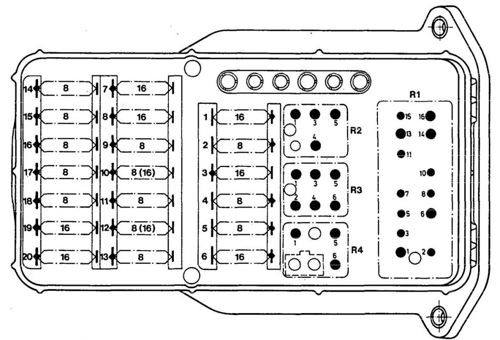 Mercedes-Benz 190E (1992 - 1993) - wiring diagrams - fuse panel