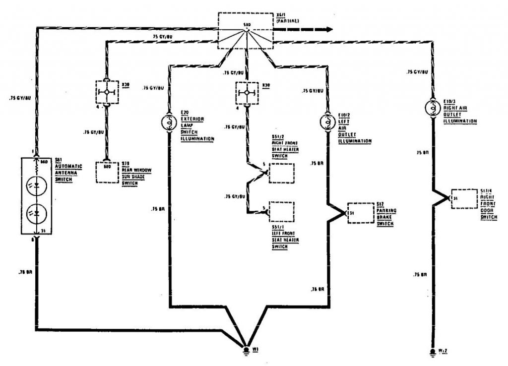 MercedesBenz 300E (1990) wiring diagrams instrumentation