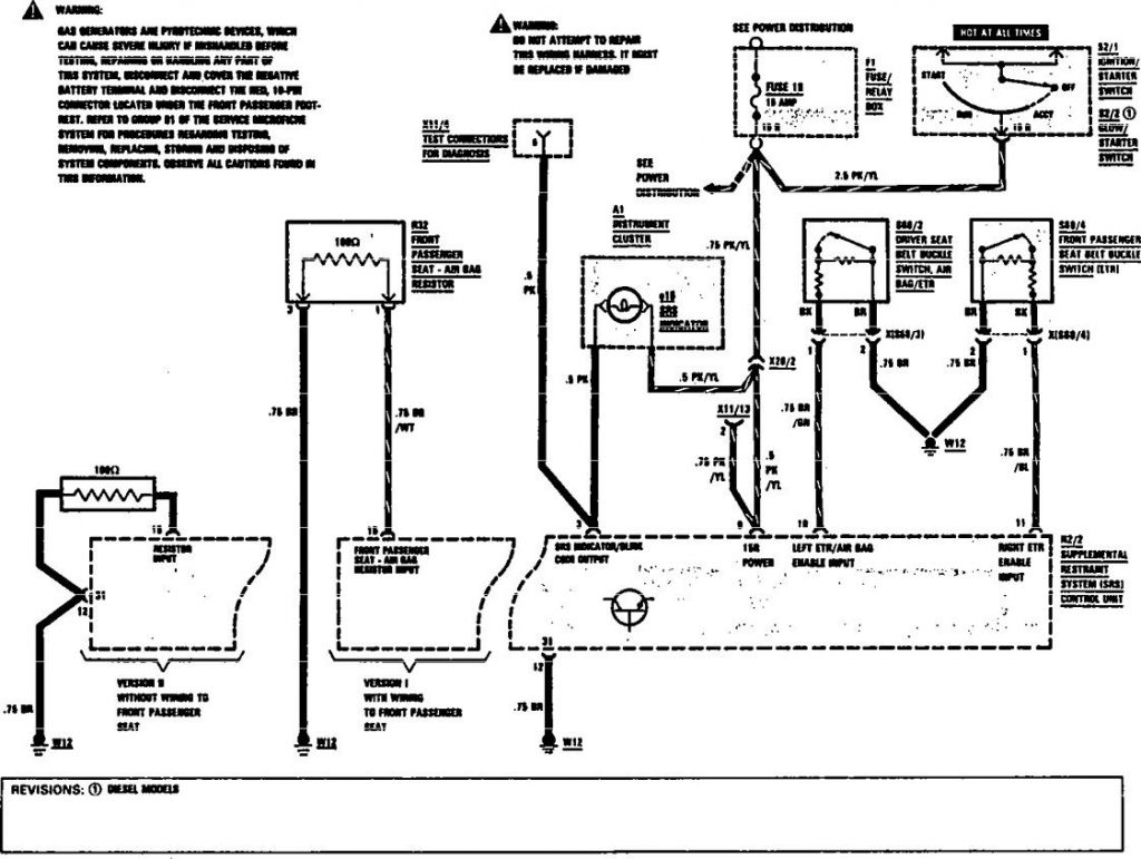 MercedesBenz 300SEL (1991) wiring diagrams air bags Carknowledge
