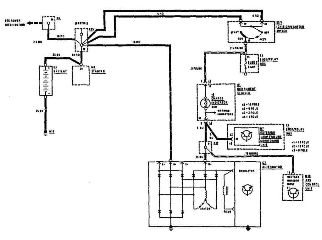 Mercedes-Benz 560SEC (1990 - 1991) - wiring diagrams - charging system ...