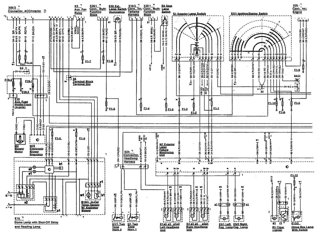 Mercedes-Benz 500SL (1990 – 1993) – wiring diagrams – exterior lighting
