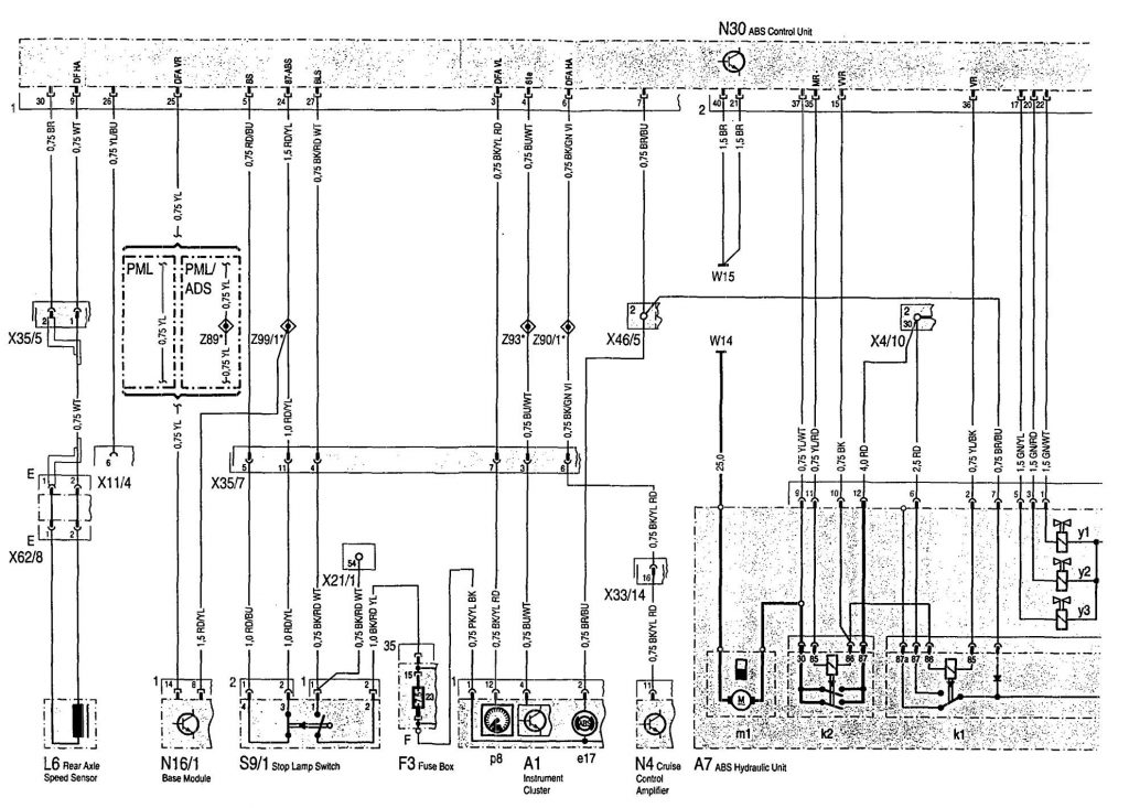 Mercedes-Benz 300SD (1992) - wiring diagrams - ABS - Carknowledge.info