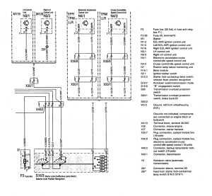 Mercedes-Benz 400SE - wiring diagram - transmission controls (part 2)