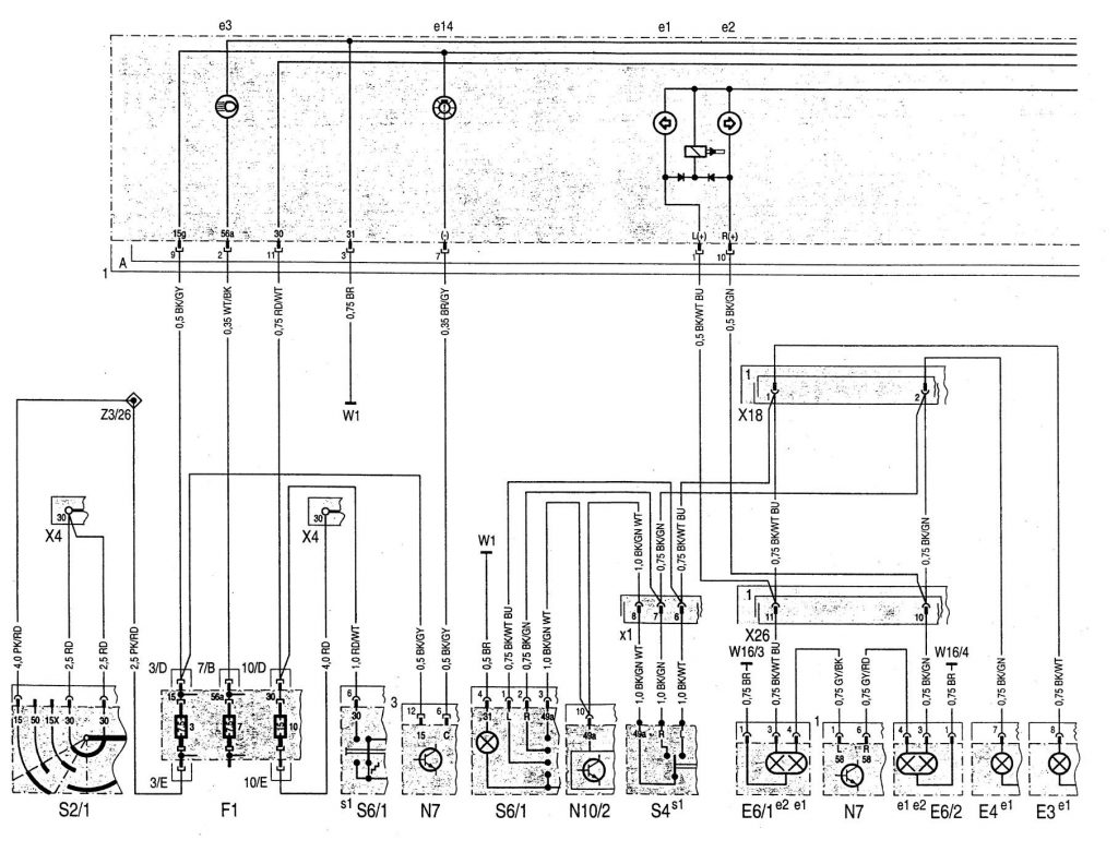 Mercedes-Benz C220 (1994 - 1996) - wiring diagrams - instrumentation